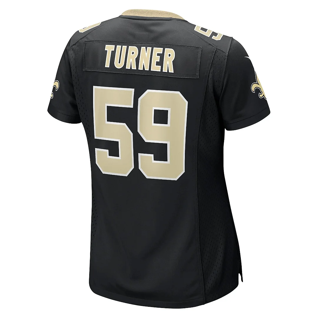 Zennovawear Women's New Orleans Saints Trai Turner Black Team Game Jersey
