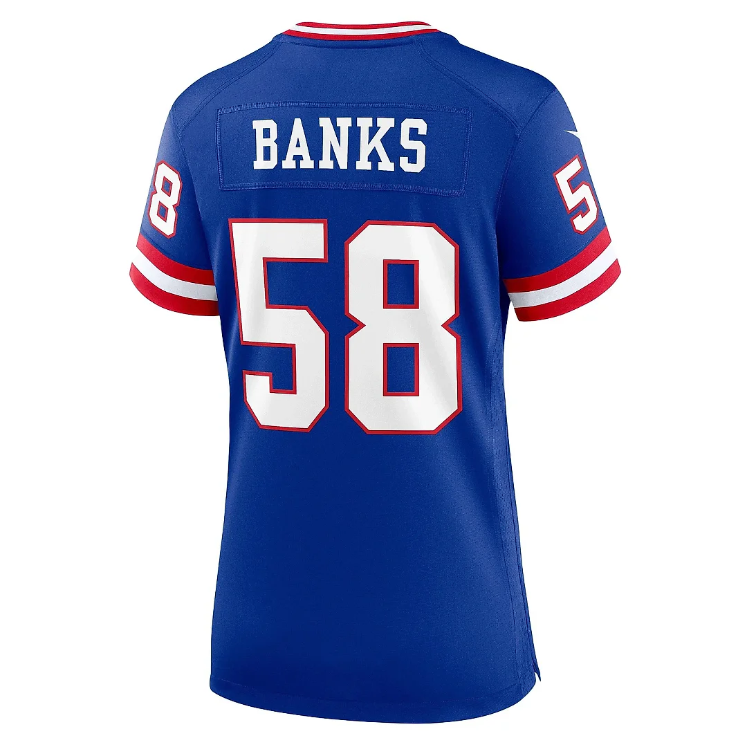 Zennovawear Women's New York Giants Carl Banks Royal Classic Retired Player Game Jersey