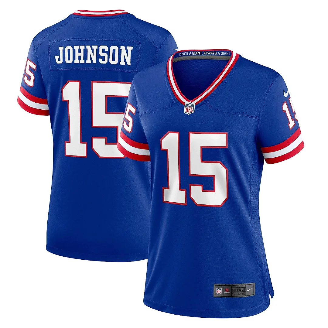 Zennovawear Women's New York Giants Collin Johnson Royal Classic Player Game Jersey