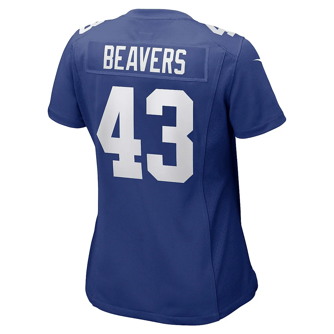 Zennovawear Women's New York Giants Darrian Beavers Royal Game Player Jersey