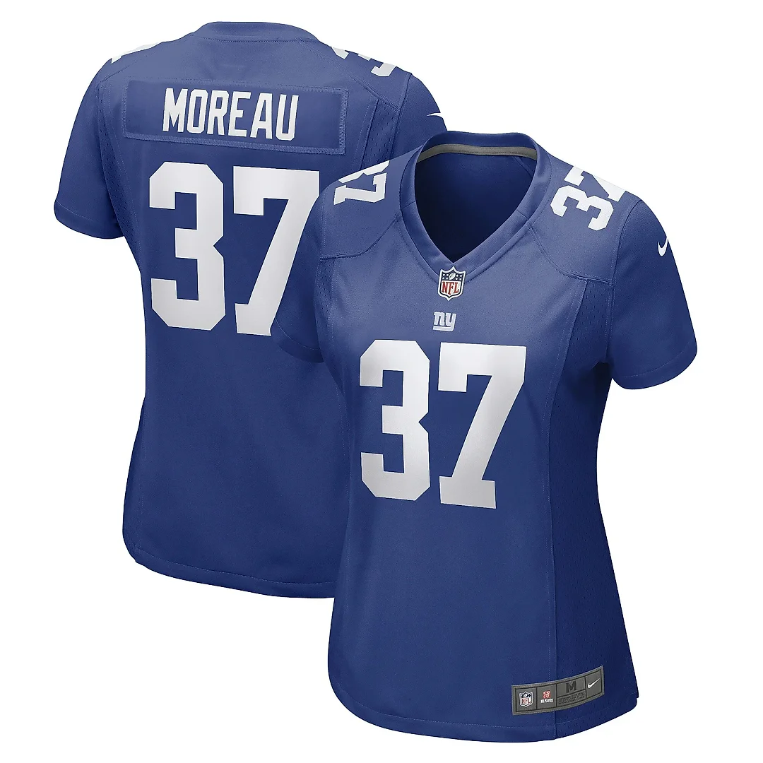 Zennovawear Women's New York Giants Fabian Moreau Royal Game Player Jersey
