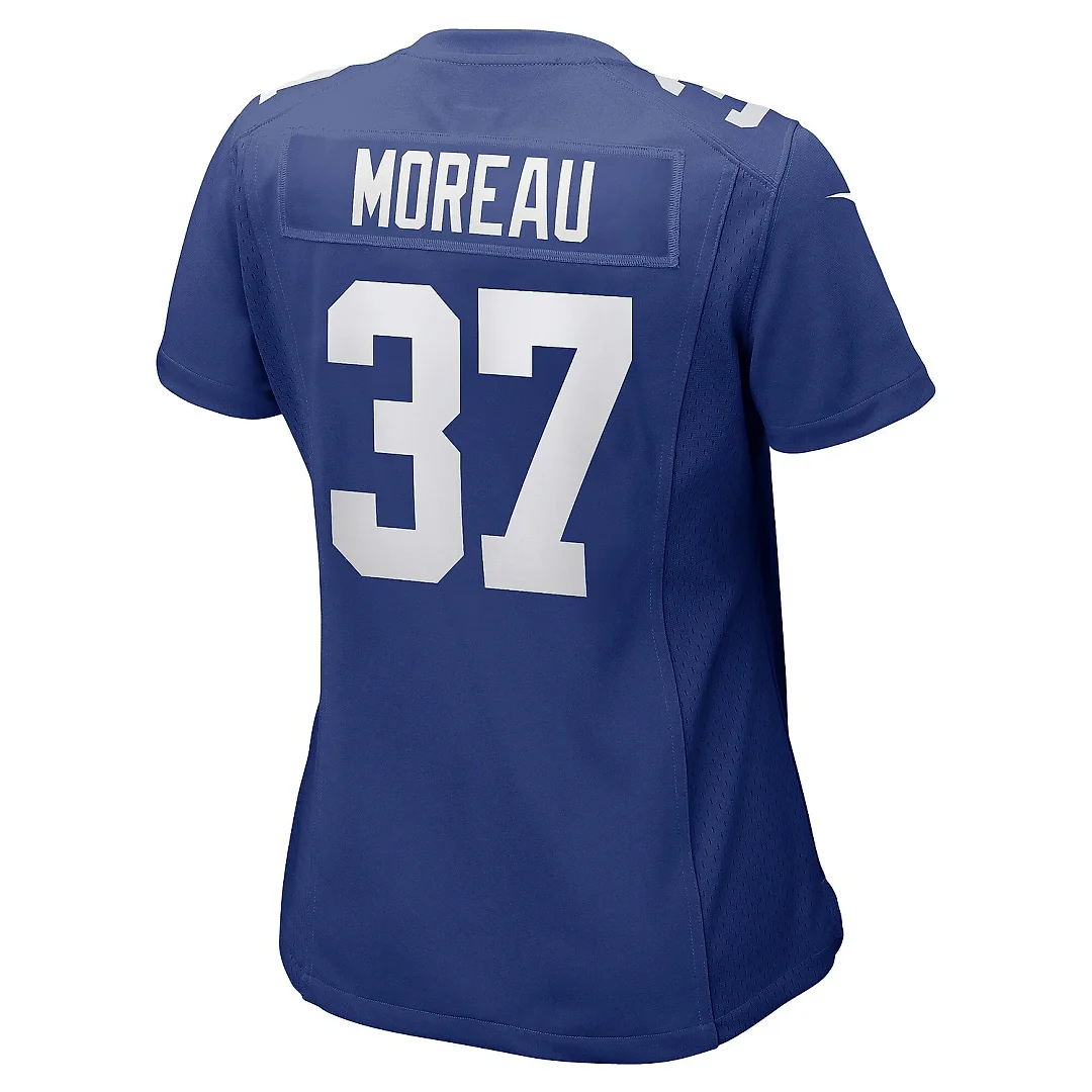 Zennovawear Women's New York Giants Fabian Moreau Royal Game Player Jersey