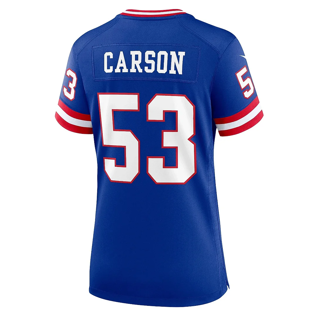 Zennovawear Women's New York Giants Harry Carson Royal Classic Retired Player Game Jersey