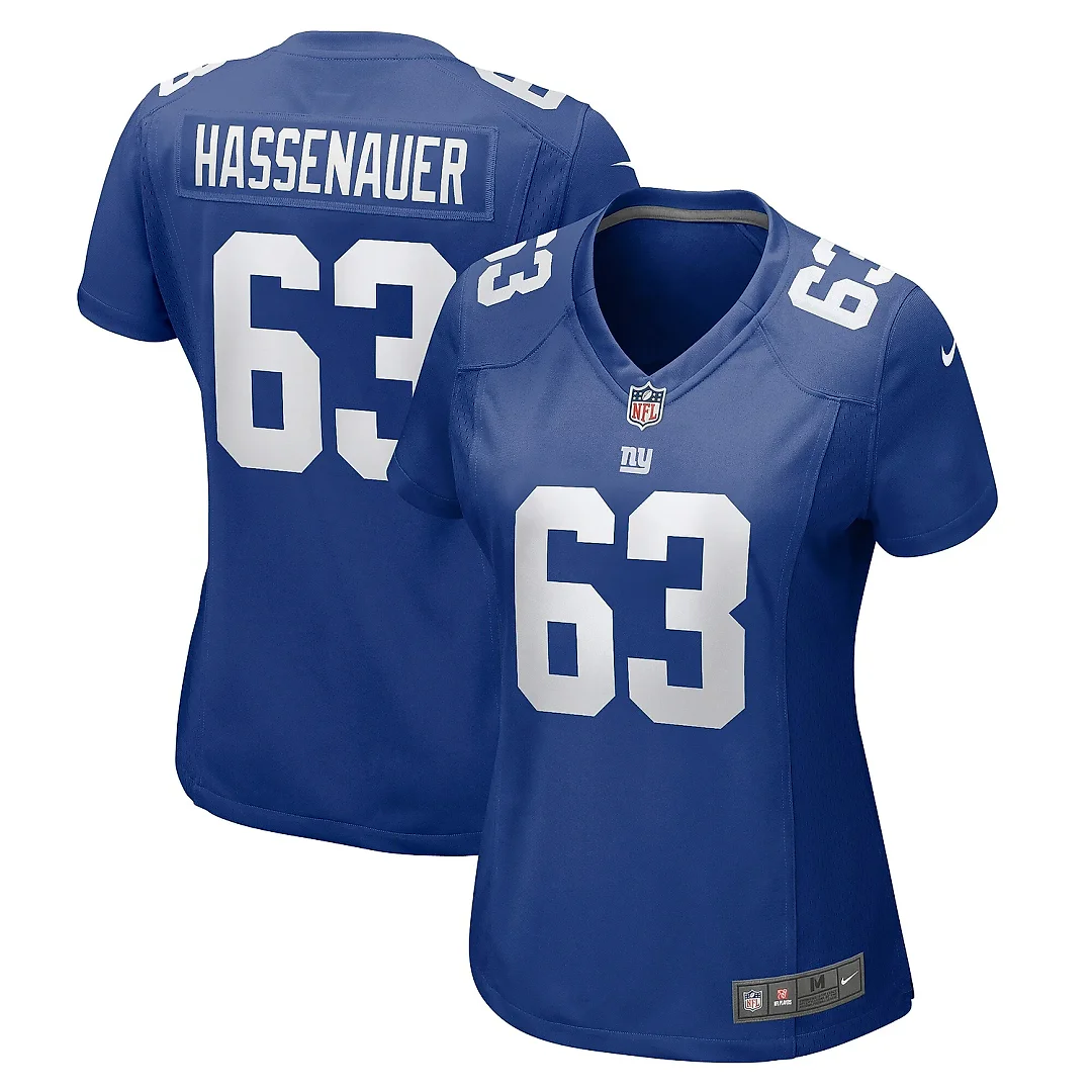Zennovawear Women's New York Giants JC Hassenauer Royal Team Game Jersey