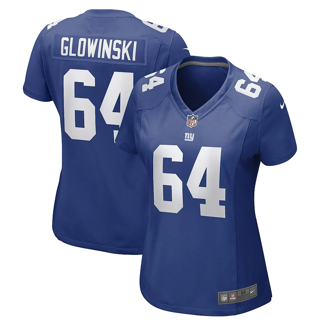 Zennovawear Women's New York Giants Mark Glowinski Royal Game Player Jersey
