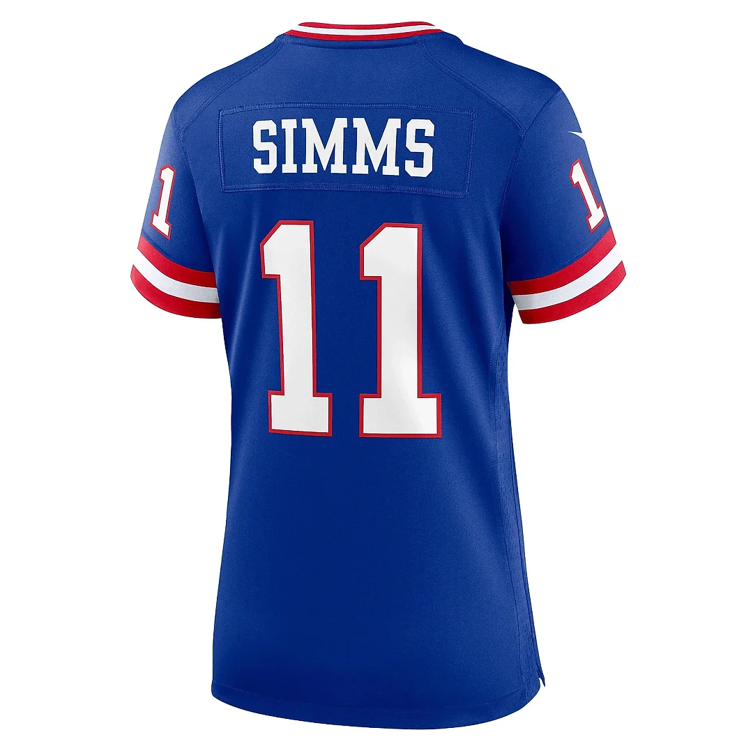 Zennovawear Women's New York Giants Phil Simms Royal Classic Retired Player Game Jersey