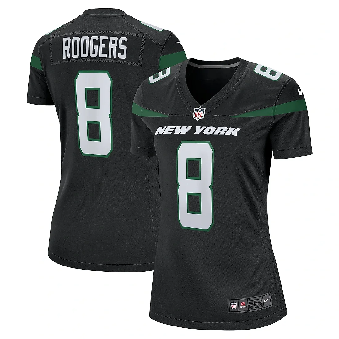 Zennovawear Women's New York Jets Aaron Rodgers Black Player Jersey