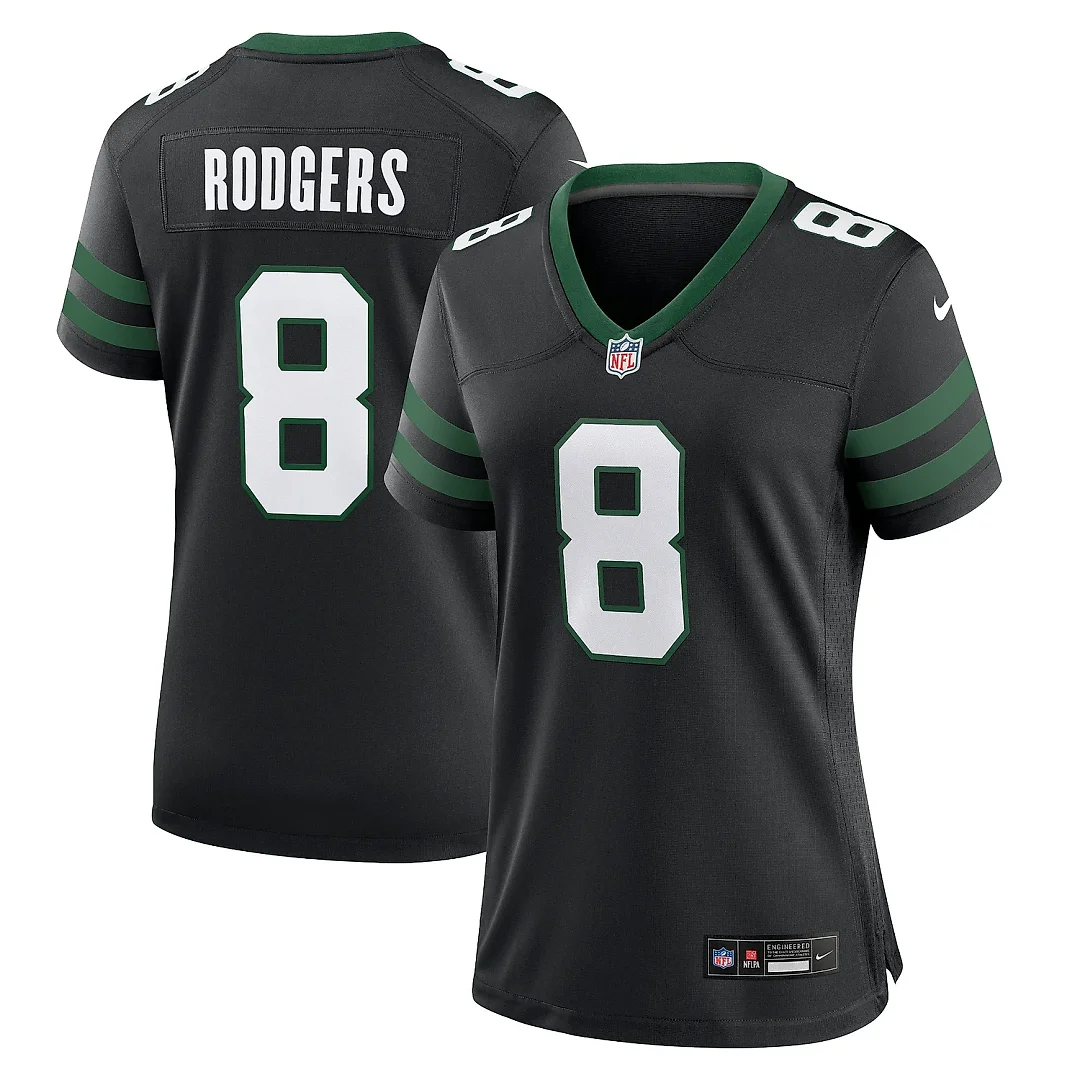 Zennovawear Women's New York Jets Aaron Rodgers Legacy Black Alternate Game Jersey