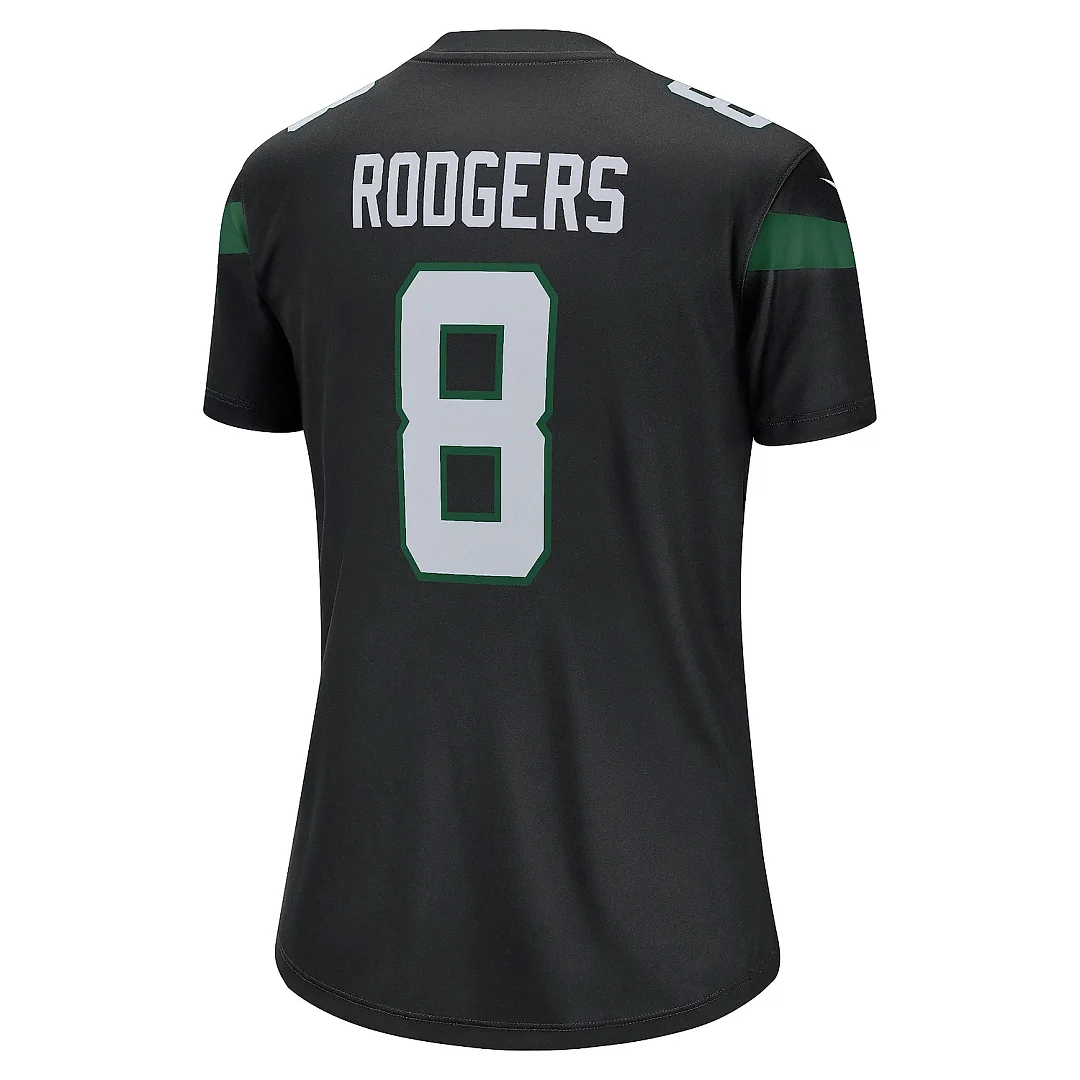 Zennovawear Women's New York Jets Aaron Rodgers Stealth Black Alternate Legend Player Performance Top