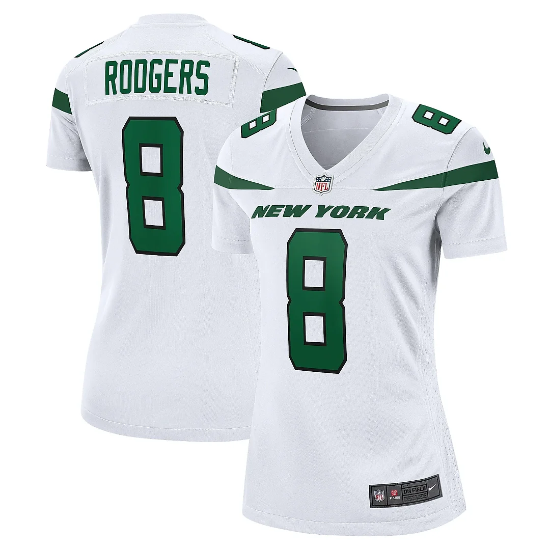 Zennovawear Women's New York Jets Aaron Rodgers White Player Jersey