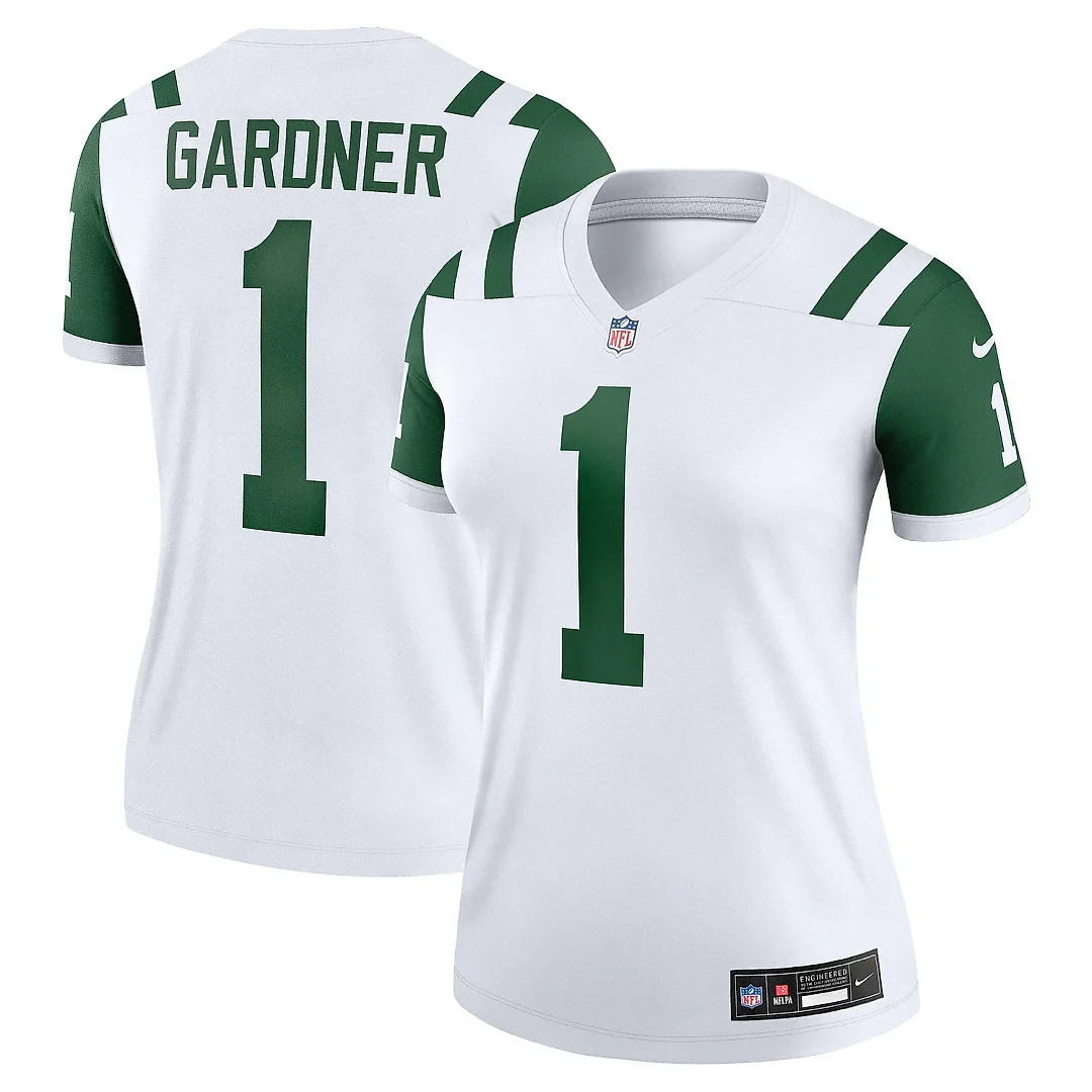 Zennovawear Women's New York Jets Ahmad Sauce Gardner Classic Alternate White Alternate Legend Player Performance Top
