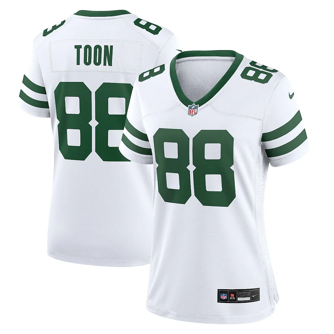 Zennovawear Women's New York Jets Al Toon White Legacy Retired Player Game Jersey