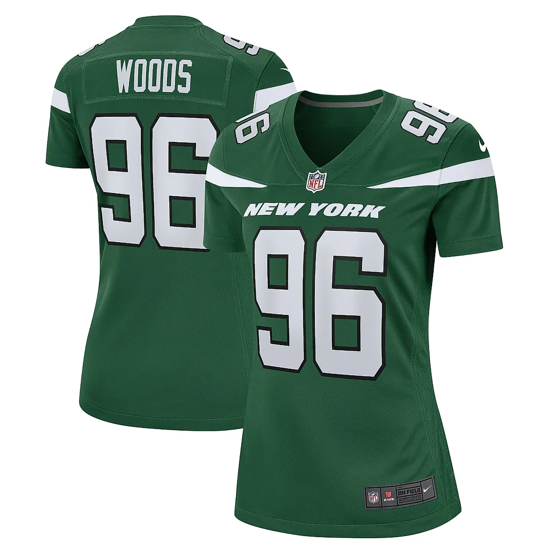 Zennovawear Women's New York Jets Al Woods Gotham Green Game Jersey