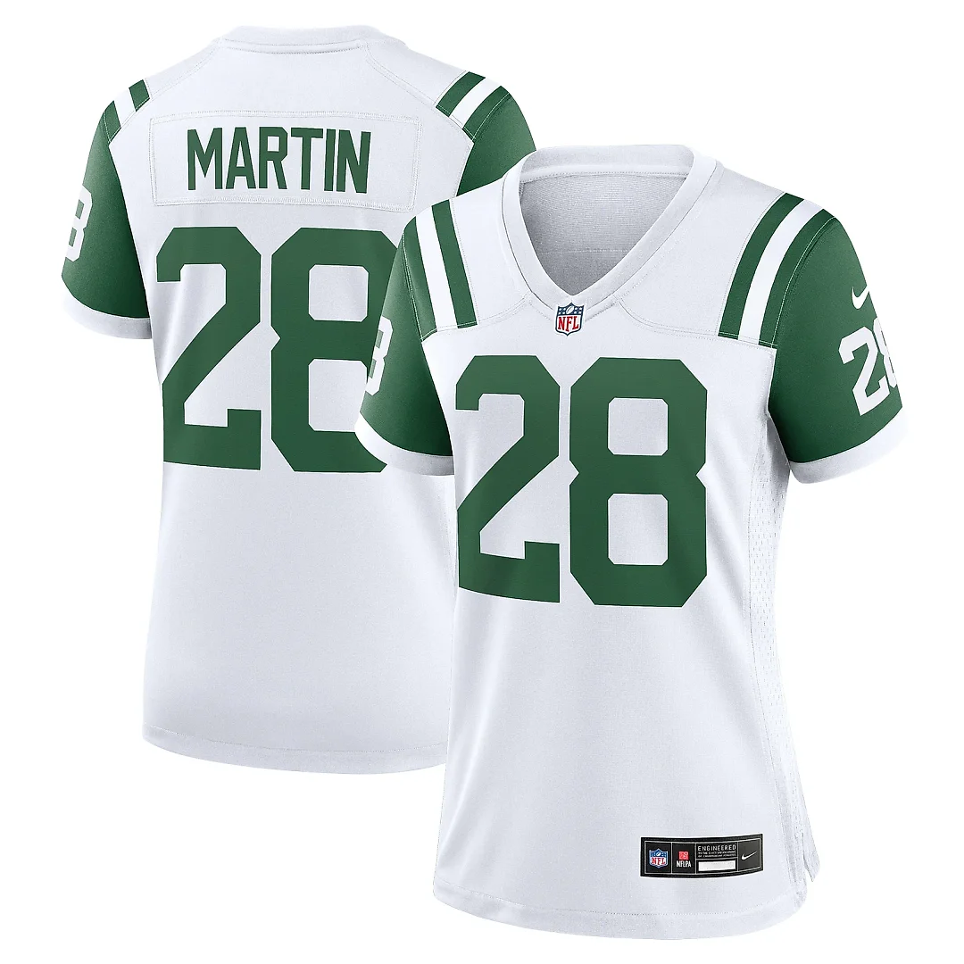 Zennovawear Women's New York Jets Curtis Martin White Classic Alternate Retired Player Game Jersey