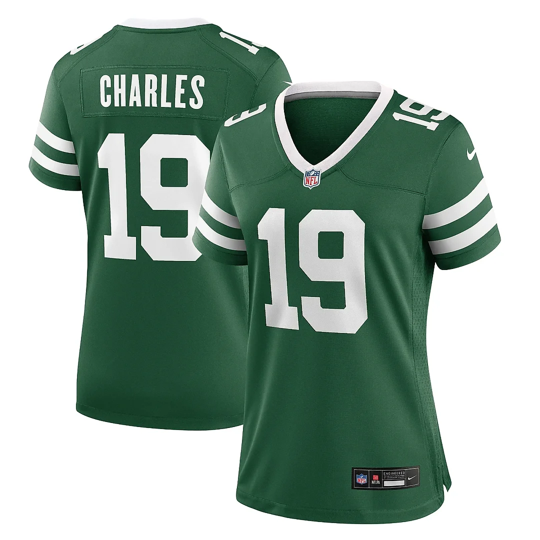 Zennovawear Women's New York Jets Irvin Charles Legacy Green Team Game Jersey