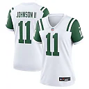 Zennovawear Women's New York Jets Jermaine Johnson II White Classic Alternate Player Game Jersey