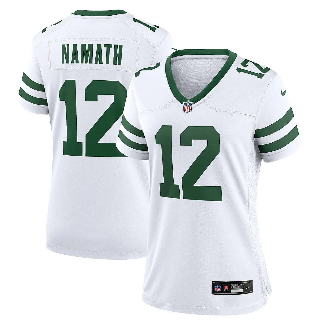 Zennovawear Women's New York Jets Joe Namath White Legacy Retired Player Game Jersey