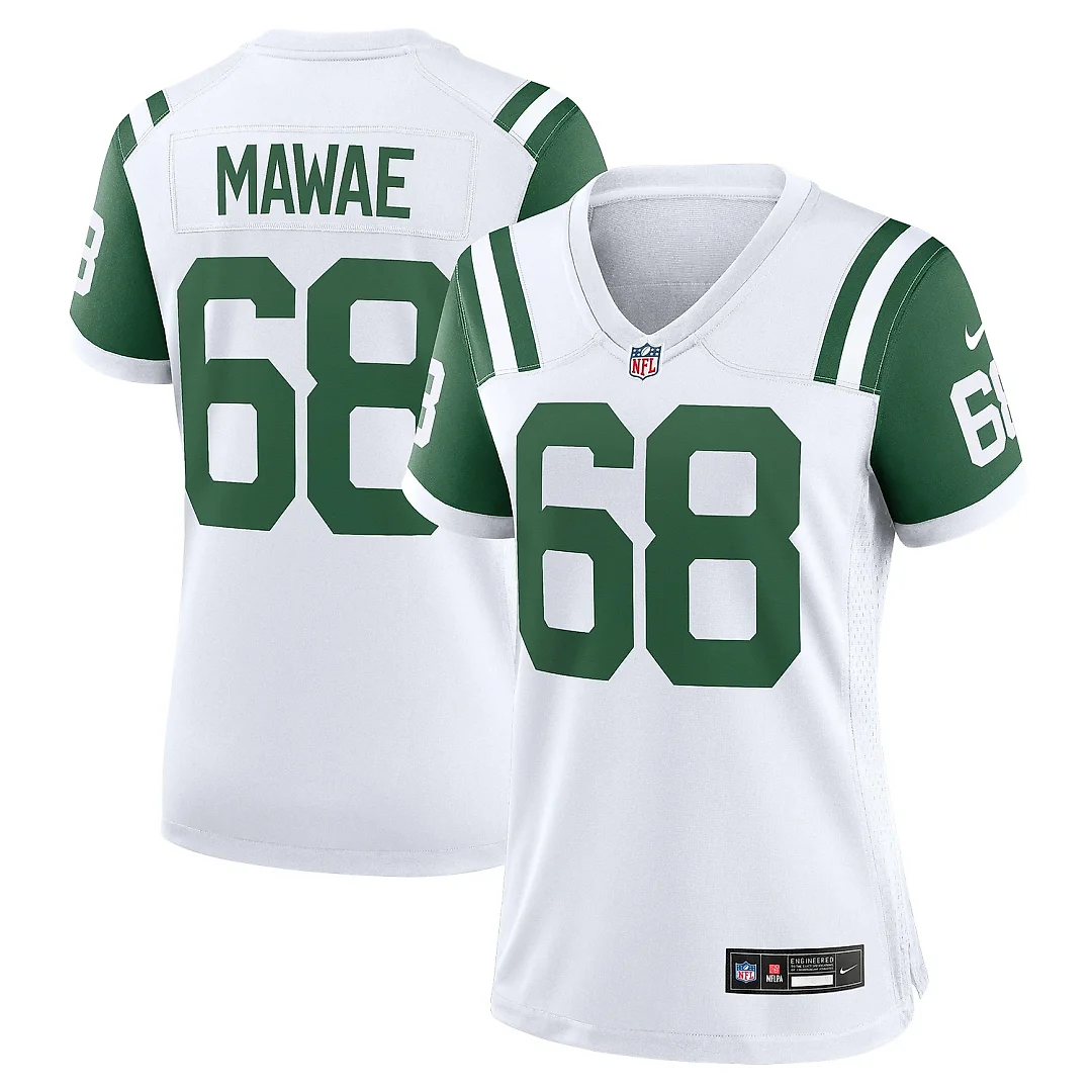 Zennovawear Women's New York Jets Kevin Mawae White Classic Alternate Retired Player Game Jersey