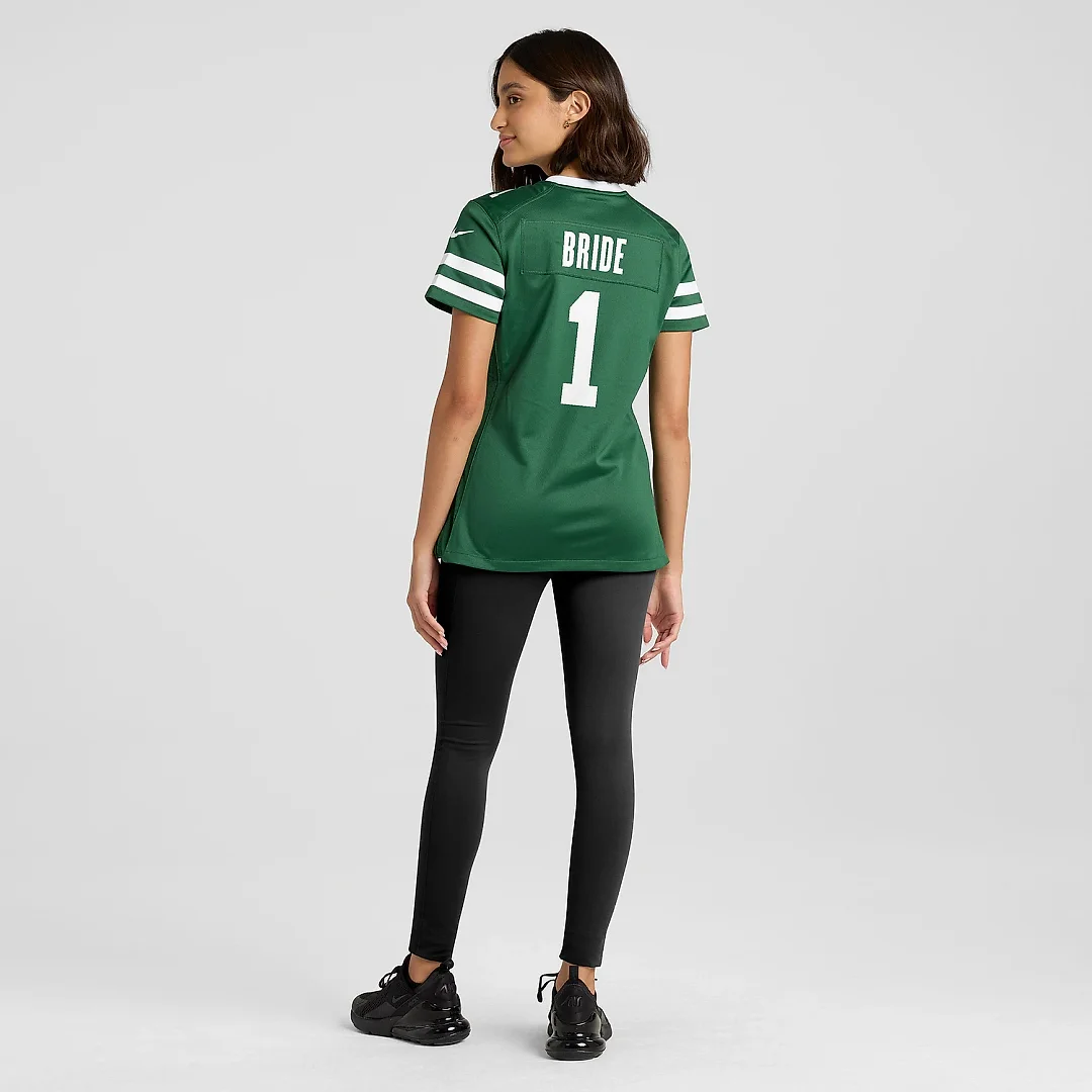 Zennovawear Women's New York Jets Number 1 Bride Legacy Green Game Jersey