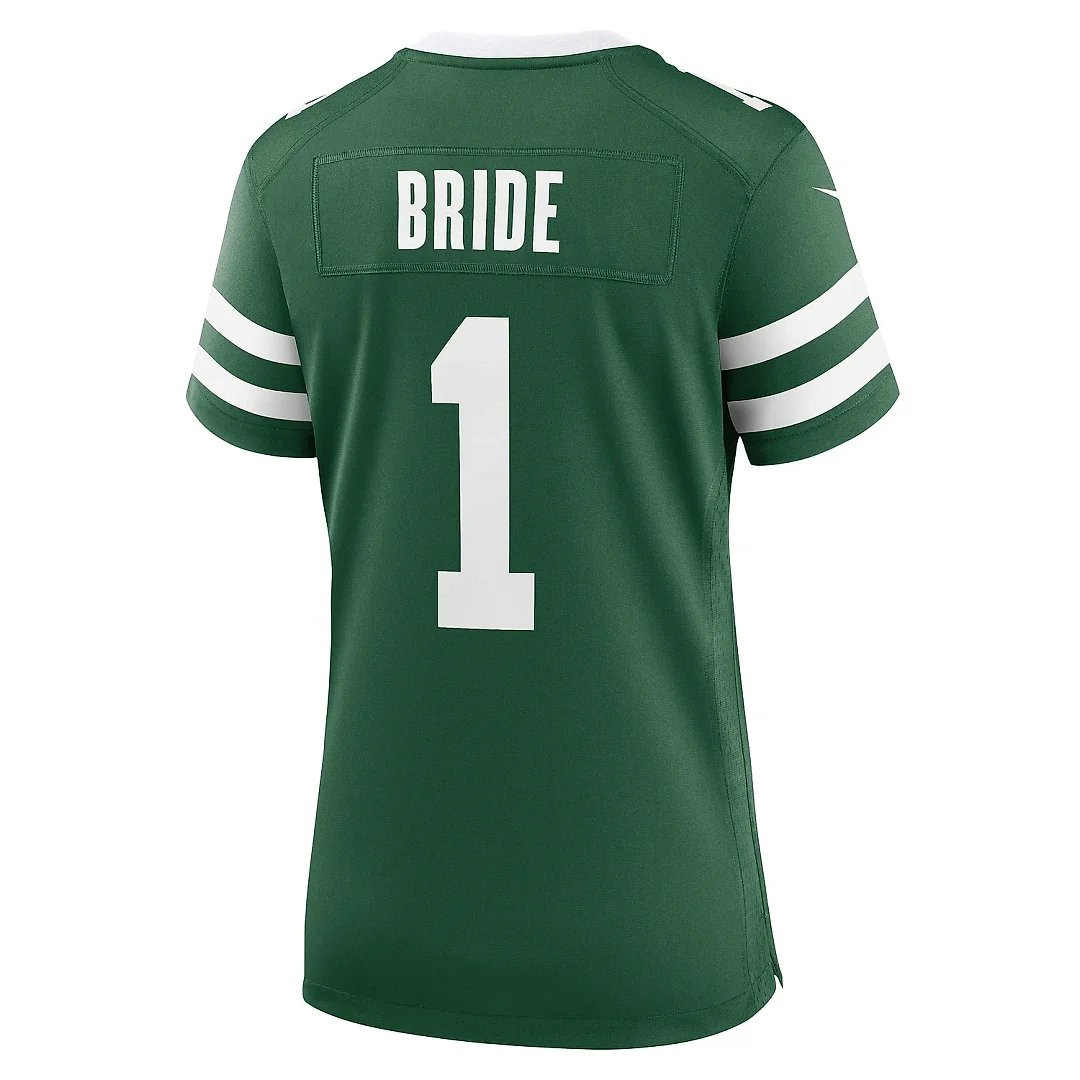 Zennovawear Women's New York Jets Number 1 Bride Legacy Green Game Jersey
