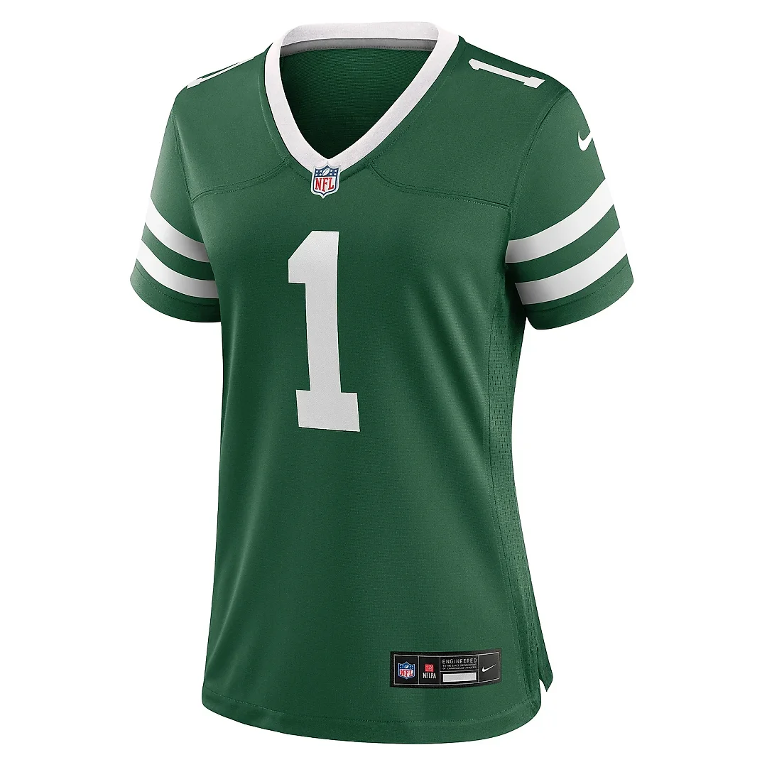 Zennovawear Women's New York Jets Number 1 Bride Legacy Green Game Jersey