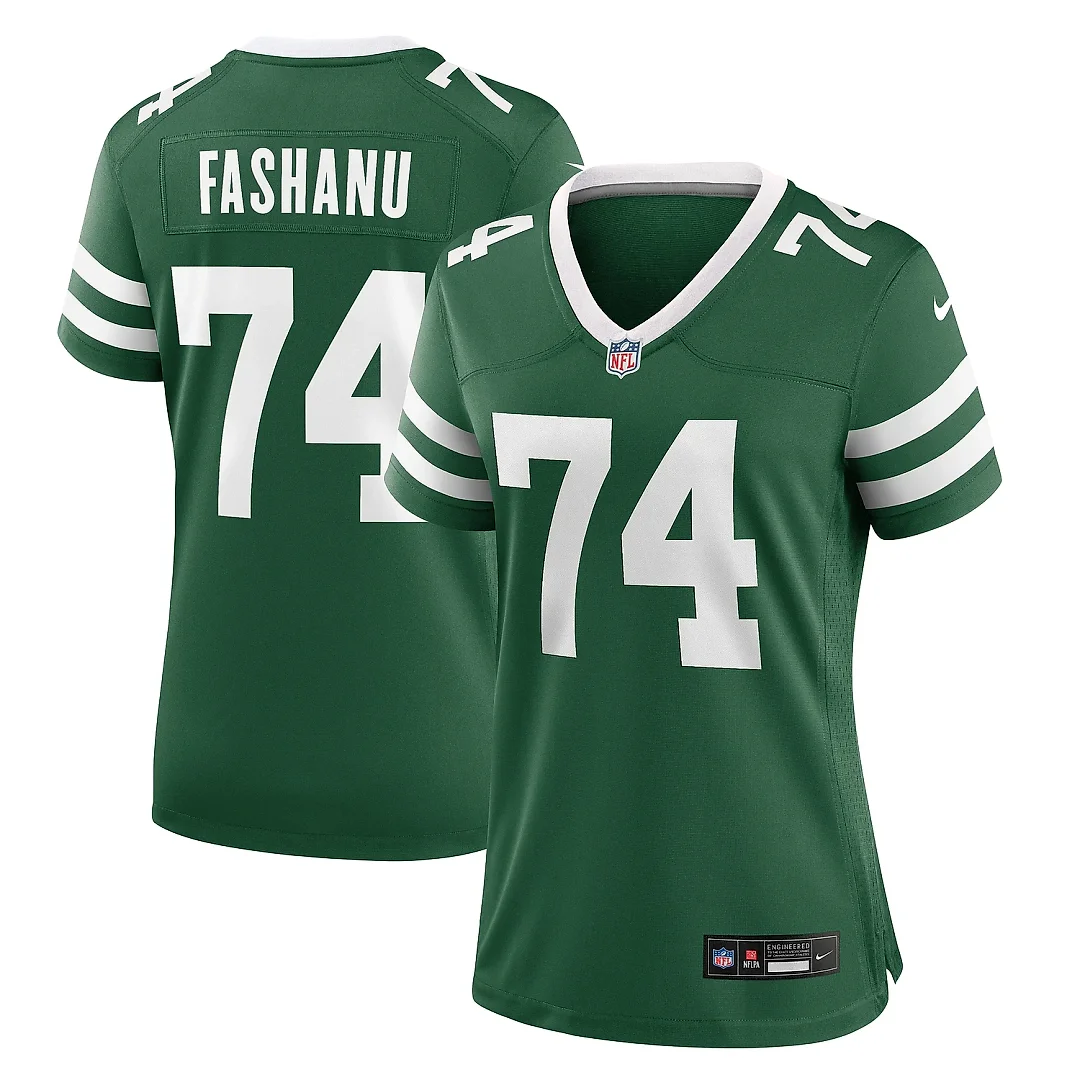 Zennovawear Women's New York Jets Olu Fashanu Legacy Green Team Game Jersey