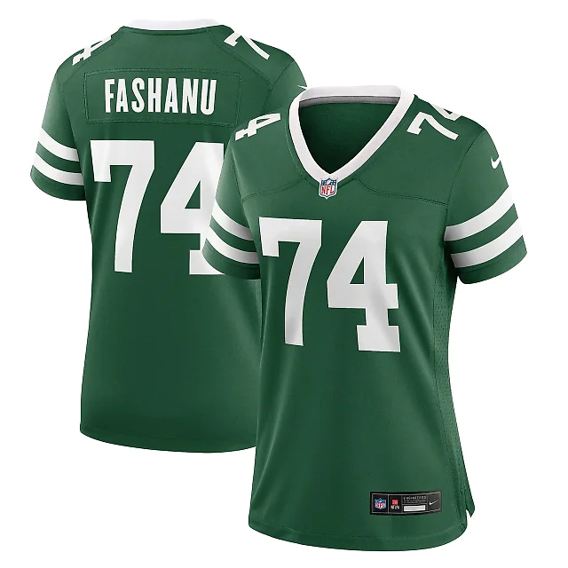Zennovawear Women's New York Jets Olu Fashanu Legacy Green Team Game Jersey
