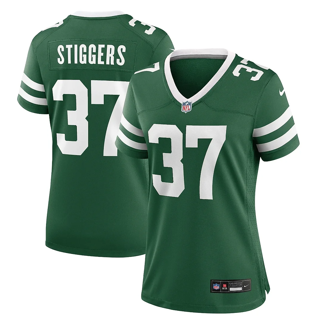 Zennovawear Women's New York Jets Qwan'tez Stiggers Legacy Green Team Game Jersey
