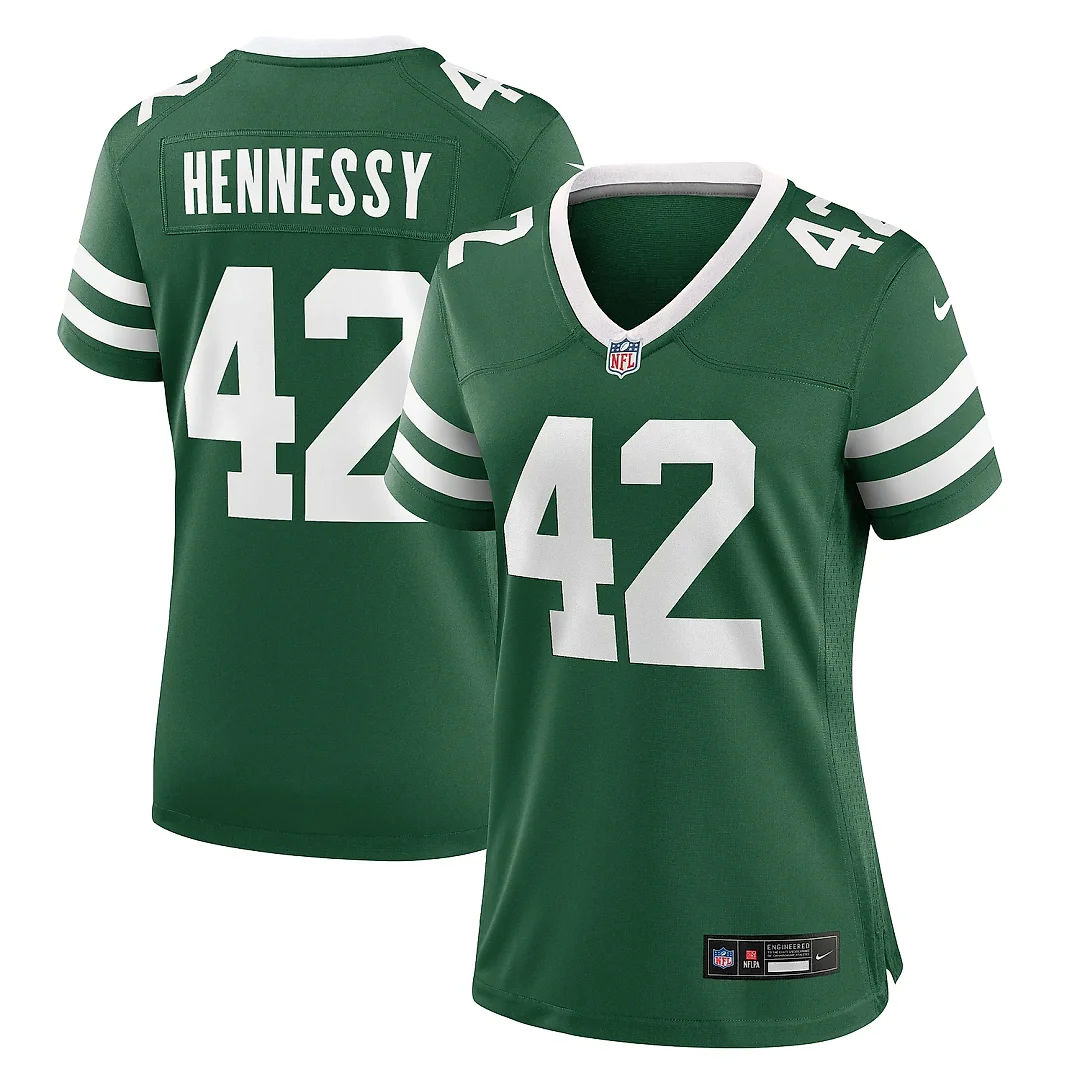 Zennovawear Women's New York Jets Thomas Hennessy Legacy Green Team Game Jersey