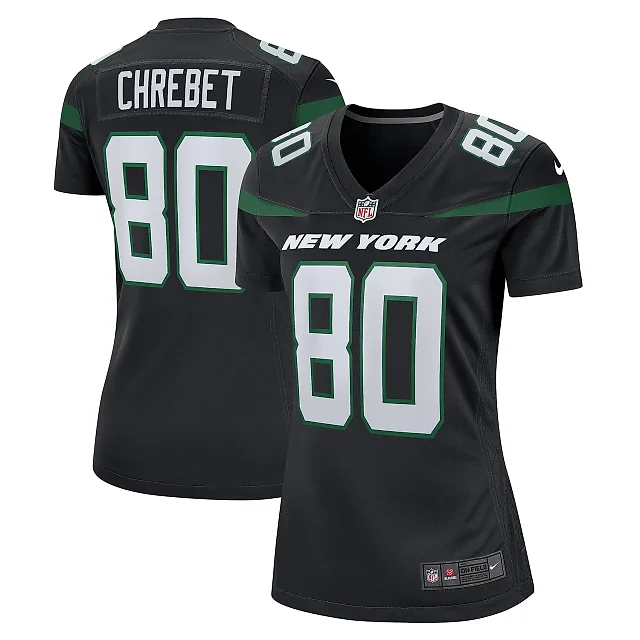 Zennovawear Women's New York Jets Wayne Chrebet Black Retired Player Jersey