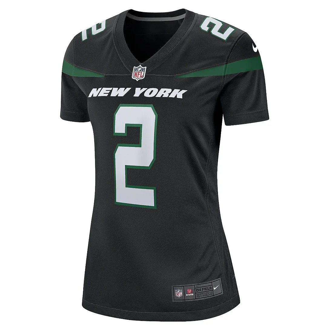 Zennovawear Women's New York Jets Zach Wilson Black Player Jersey