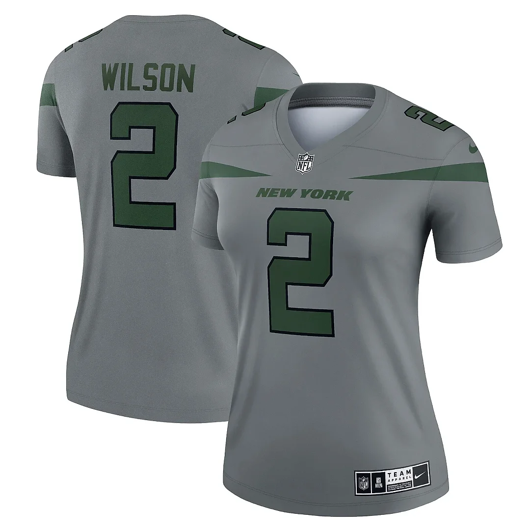 Zennovawear Women's New York Jets Zach Wilson Gray Inverted Legend Player Performance Top