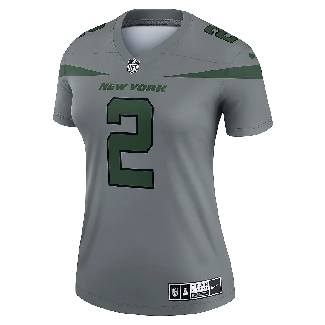 Zennovawear Women's New York Jets Zach Wilson Gray Inverted Legend Player Performance Top