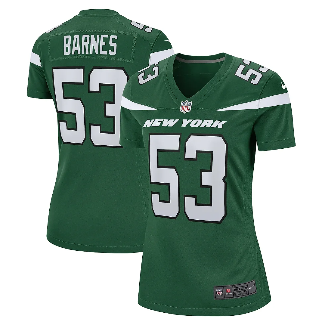 Zennovawear Women's New York Jets Zaire Barnes Gotham Green Game Jersey