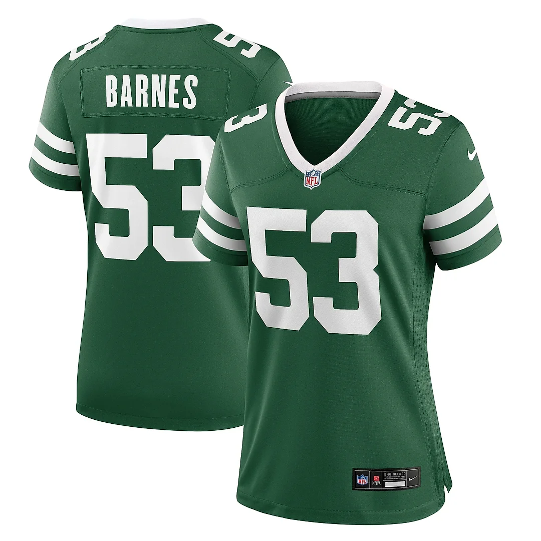Zennovawear Women's New York Jets Zaire Barnes Legacy Green Team Game Jersey