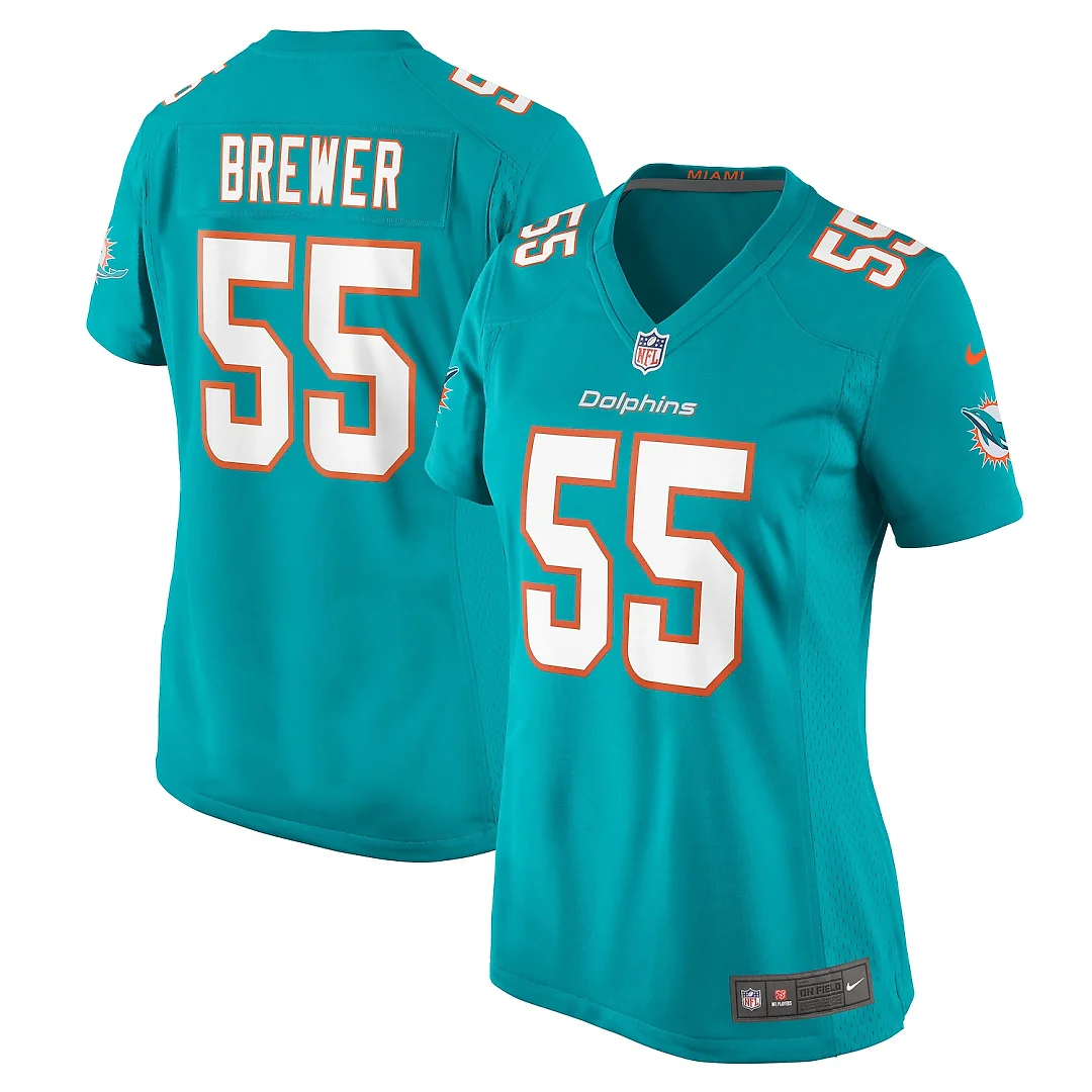 Zennovawear Aaron Brewer Miami Dolphins Women's Game Jersey - Aqua