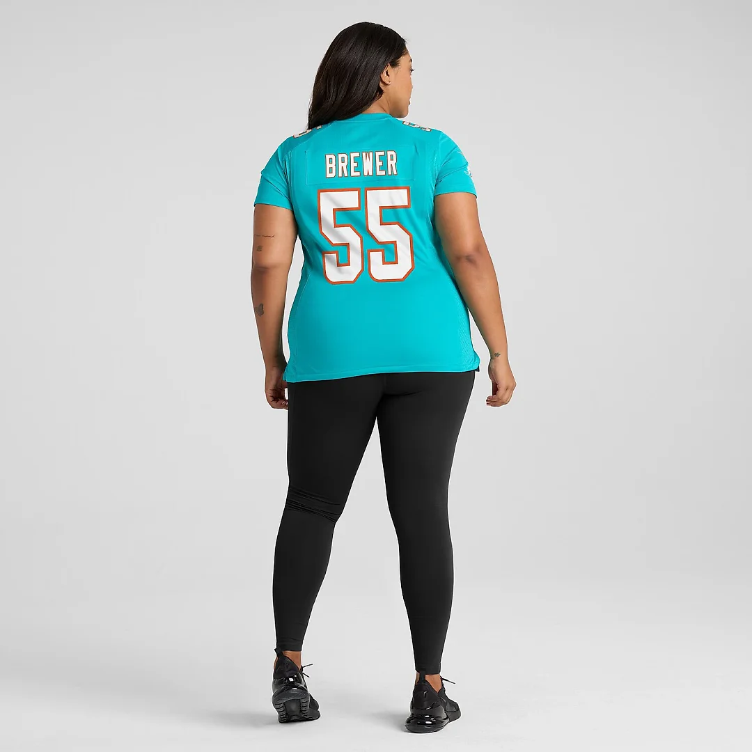 Zennovawear Aaron Brewer Miami Dolphins Women's Game Jersey - Aqua
