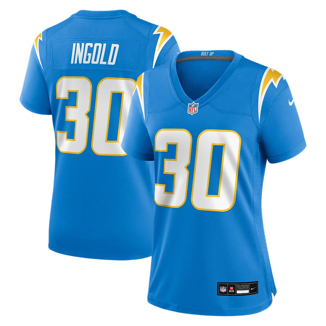 Zennovawear Alec Ingold Los Angeles Chargers Women's Team Game Jersey - Powder Blue