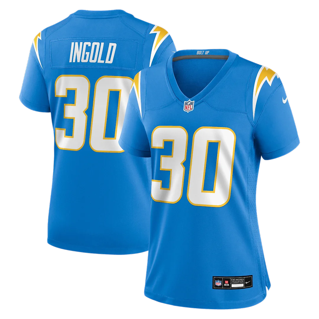 Zennovawear Alec Ingold Los Angeles Chargers Women's Team Game Jersey - Powder Blue