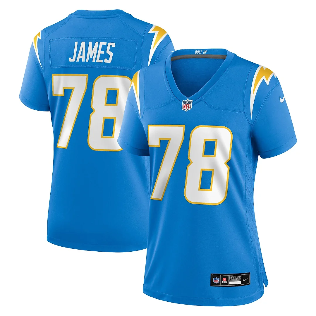 Zennovawear Andre James Los Angeles Chargers Women's Team Game Jersey - Powder Blue