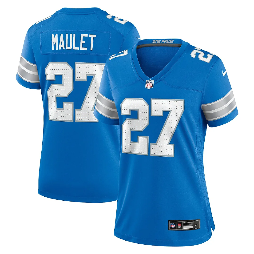 Zennovawear Arthur Maulet Detroit Lions Women's Team Game Jersey - Blue