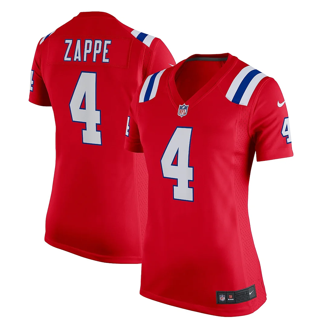 Zennovawear Bailey Zappe New England Patriots Women's Team Game Jersey - Red