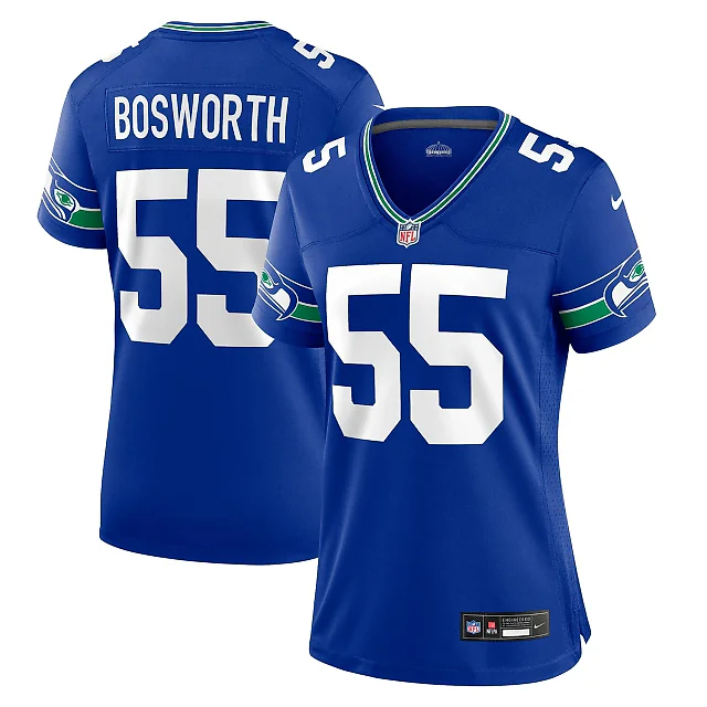 Zennovawear Brian Bosworth Seattle Seahawks Women's Throwback Retired Player Game Jersey - Royal