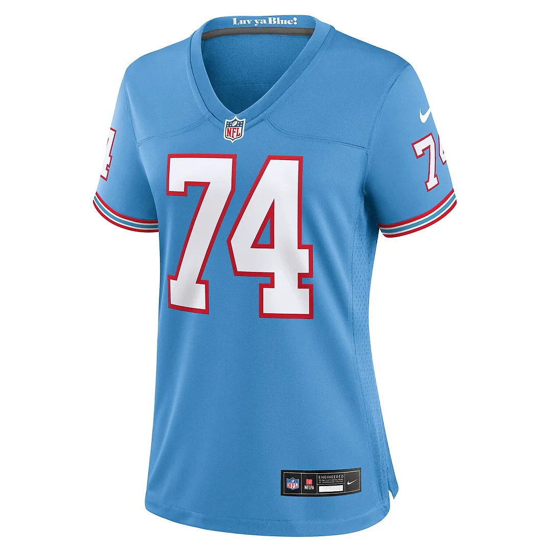 Zennovawear Bruce Matthews Tennessee Titans Women's Oilers Throwback Retired Player Game Jersey - Light Blue