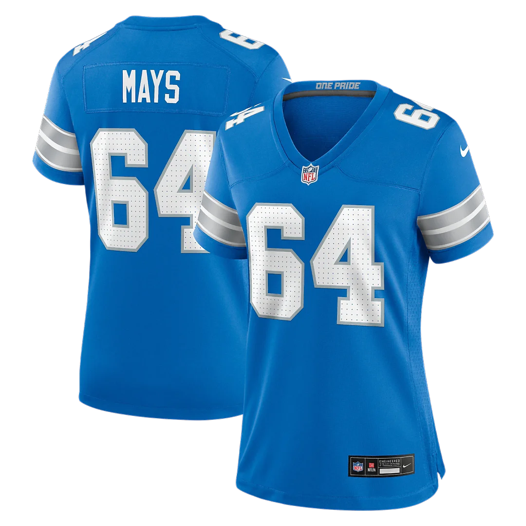 Zennovawear Cade Mays Detroit Lions Women's Team Game Jersey - Blue