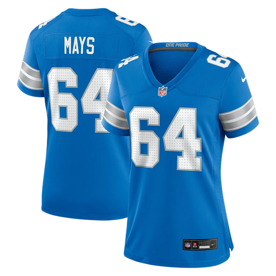 Zennovawear Cade Mays Detroit Lions Women's Team Game Jersey - Blue