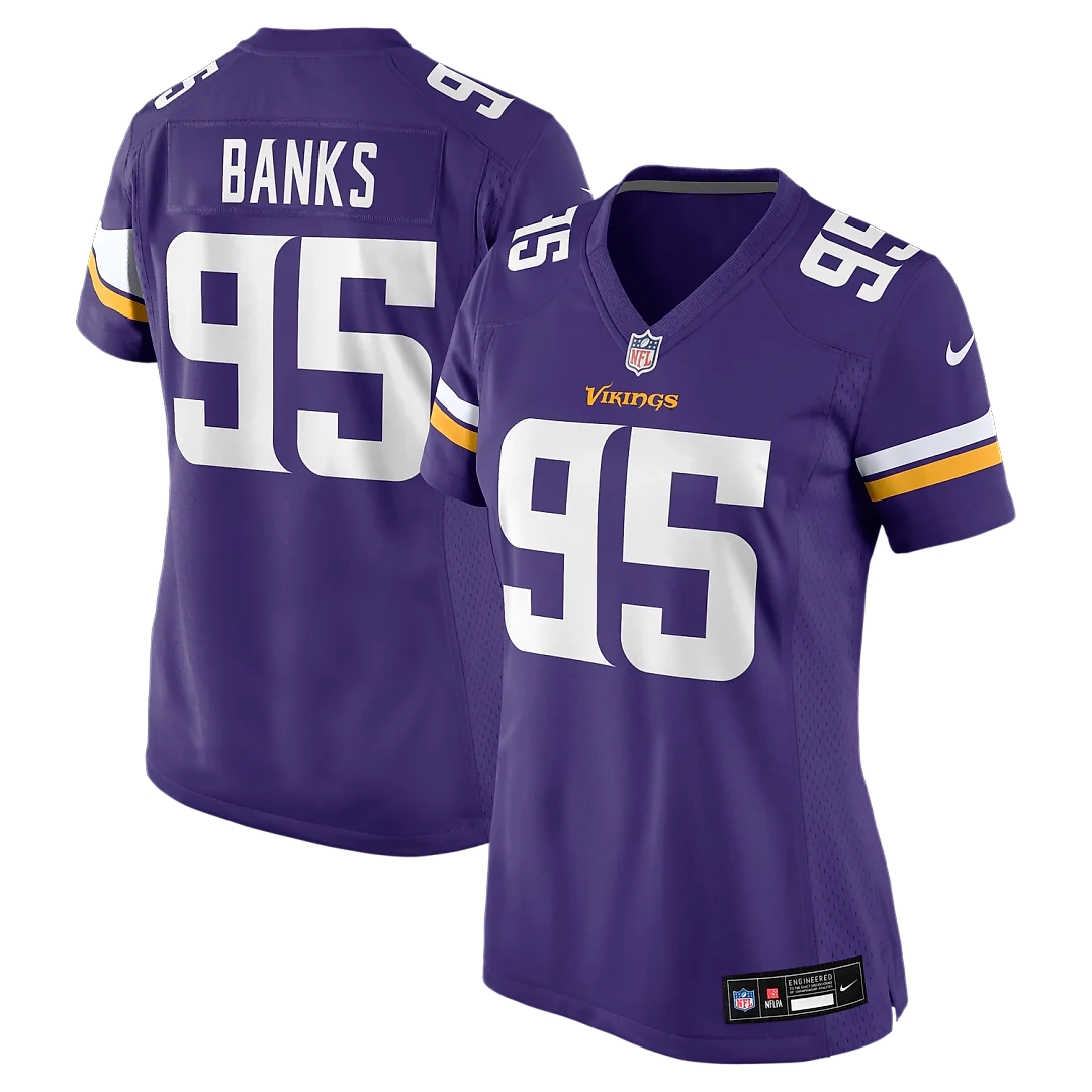 Zennovawear Caleb Banks Minnesota Vikings Women's Team Game Jersey - Purple