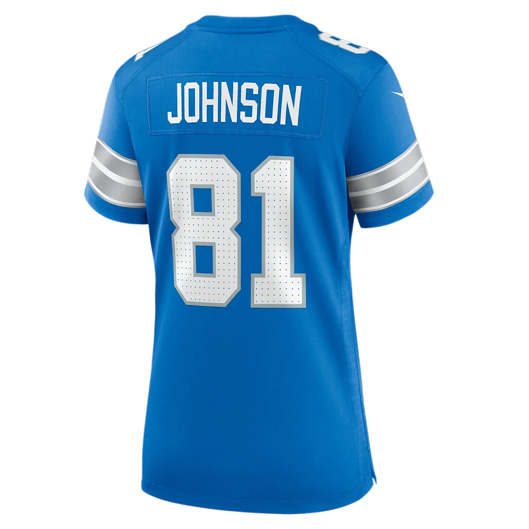Zennovawear Calvin Johnson Detroit Lions Women's Team Retired Game Jersey - Blue