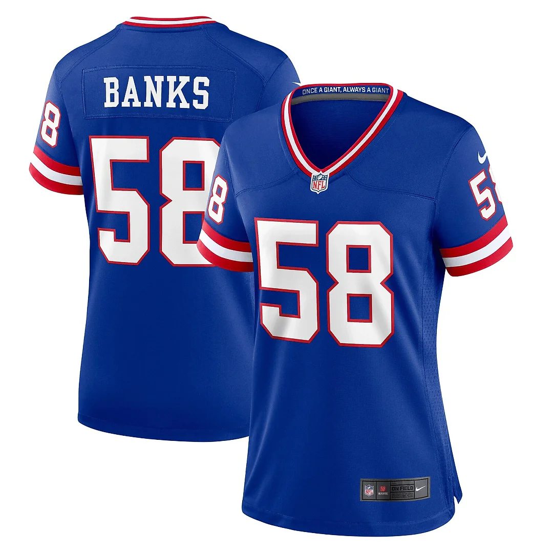 Zennovawear Carl Banks New York Giants Women's Classic Retired Player Game Jersey - Royal