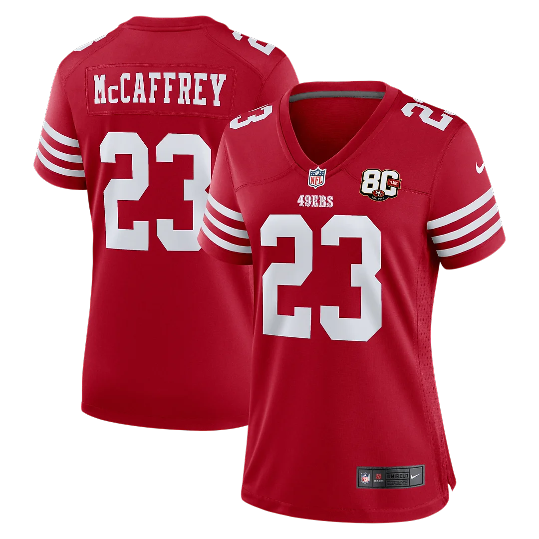 Zennovawear Christian McCaffrey San Francisco 49ers Women's 80th Anniversary Game Jersey - Scarlet